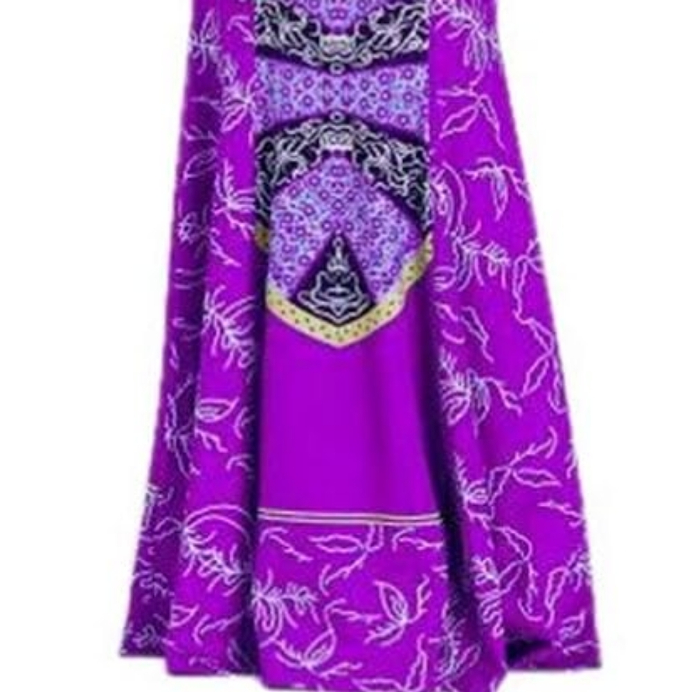 Vibrant Purple Maxi Dress, African Pattern